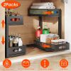 2Pcs Under Sink Organizer 2 Tier Pull Out Cabinet Baskets Storage Shelf Sliding Storage Drawers Rack with 5 Adjustable Height Mesh Baskets for Home K
