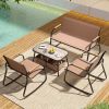 4 Pieces Patio Furniture Set with Rocking Bistro Chairs and Breathable Mesh Fabric