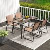 5 Pieces Patio Dining Set with Rectangular Table and Fabric Chairs