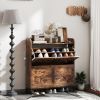 Shoe Cabinet Organizer with 2 Flip Drawers, Legs, Narrow Shoe Storage Cabinet for Entryway, Hallway, Rustic Brown