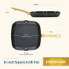 Forged Induction 11 Inch Ceramic Nonstick Square Grill Pan, Dishwasher Safe and Oven Safe to 500Ã‚Â°F, Black