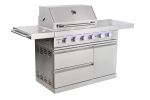 6-Burner 304 Stainless Steel Outdoor BBQ Grill, Electronic Ignition Portable Grill with Universal Wheels