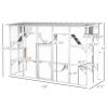 Catio Playground Cat Window Box Outside Enclosure, Wooden Outdoor Cat House with Weather Protection Roof for Multiple Kitties, Cat Shelter Kitten Pla