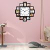 2 In 1 Wall Clock Photo Frame with Quartz Movement, 12 Photo Openings High Transparent Protective Cover ABS Material Back Hook Wall Mount for Living