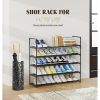 5-Tier Stackable Shoe Rack Organizer with Metal Frame, 35.5 inch Length, Holds 25Ã¢â‚¬â€œ30 Pairs, Black
