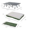 Outsunny 2-Person Folding Camping Cot Portable Outdoor Bed Set with Sleeping Bag, Inflatable Air Mattress, Comfort Pillows and Carry Bag, Soft and Co