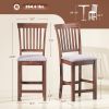 Counter Height Bar Stools with Padded Seat, High Back Kitchen Chairs Set of 2 for Dining Room, Gray and Dark Brown
