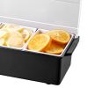 Chilled Condiment Server, 4 Compartment Ice Cooled Condiment Serving Container, Chilled Garnish Tray Bar Caddy with Lid, for Bartending & Serving Tac