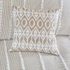 Embroidered Cotton Oblong Decorative Pillow Taupe 12x20"