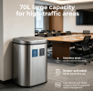 Large 70 Liter Touch Free Smart Motion Sensor Recycling Trash Can, Fingerprint Resistant Stainless Steel Dual Bin for Recyclables & General Waste, Od