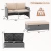 Outdoor Rattan Daybed Wicker Loveseat with 31 Gallon Storage Ottoman