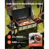 Gas Griddle, 3-Burner Flat Top Grill, Propane Griddle with Wheels, Lid, 3 x 11000 BTU Outdoor Flat Top Grills for Pan-Frying, Grilling, Stir-Frying,
