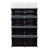 7-Tier Portable 28 Pair Shoe Rack Organizer 14 Grids Tower Shelf Storage Cabinet Stand Expandable for Heels, Boots, Slippers, Black