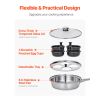 Egg Poacher Pan, 4-Cup Poached Egg Maker, Stainless Steel Poaching Pan and Frying Skillet, with 4 Nonsitck Detachable Large Cups, Lid, and Silicone S