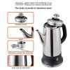 12-Cup Electric Percolator Coffee Pot, 304 Stainless Steel Coffee Percolator with Keep Warm Function & Heat-Resistant Handle, Classic Coffee Maker, Q