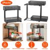 2Pcs Under Sink Organizer 2 Tier Pull Out Cabinet Baskets Storage Shelf Sliding Storage Drawers Rack with 5 Adjustable Height Mesh Baskets for Home K