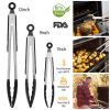3Pcs Kitchen Tongs Stainless Steel Locking Food Tongs with Silicon Tips BPA Free Non-Stick BBQ Cooking Grilling Locking Food Tongs High Heat Resistan
