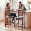 Counter Height Bar Stools with Padded Seat, High Back Kitchen Chairs Set of 2 for Dining Room, Gray and Dark Brown