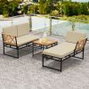 3-Piece L-Shaped Patio Furniture Set for Porch Backyard and Poolside