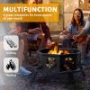 Same Code0784960335" Octagonal Sheet Assembled Fire Pit, Black Heavy Duty Wrought Iron Wood Fire Pit with Foot Rest Pedals, Pentagram Ventilation Des
