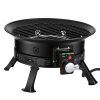 Propane Fire Pit 19-Inch, 53,000 BTU Portable Gas Fire Pit, with Grill Grate & Lava Rocks, Adjustable Flame, Folding Legs,Smokeless Outdoor Firebowl