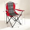 2 Pack Heavy Duty Folding Camping Chairs 330 LBS Capacity, 600D Oxford Padded Portable Outdoor Lawn Chairs with Cup Holder & Carry Bag -Red