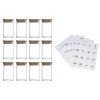 Empty Spice Jars with Label Pack (12x Bamboo Lid Glass Jar). Small 8oz Spice Storage Bottles with 72 Printed Spice Stickers and 20 Writable Pantry La