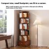 (UPGRADED) Rotating Bookshelf, 360 Display Corner Bookshelf for Small Space, 6 Tier Bookcase Storage Rack with Wheels, Wood Narrow Organizer for Bedr