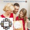 2 In 1 Wall Clock Photo Frame with Quartz Movement, 12 Photo Openings High Transparent Protective Cover ABS Material Back Hook Wall Mount for Living