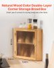 Corner Bread Box for Kitchen Counter, Double Layer Large Capacity Bamboo Bread Storage Container, Farmhouse Wooden Breadbox for Homemade Bread, Stora
