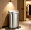 50L Brushed Silver Stainless Steel Automatic Sensor Trash Can, Touchless Motion Activated Garbage Bin with Auto Close Sealed Lid, Large Capacity Wast