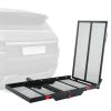 Hitch Mount Cargo Carrier, 45.3" x 25.6" Iron Hitch Cargo Rack with Folding Ramp, Hitch Rack Basket with Stabilizer and Straps, 500LBS Mobility Scoot