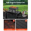 Camping Kitchen Table, Outdoor Camp Cooking Table, Aluminum Portable Cook Station with 3 Storage Cupboard, Carrying Bag, Detachable Windscreen, Quick