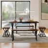 5-Piece Dining Room Set Industrial Rectangular Kitchen Table with 2 Benches and 2 Stools