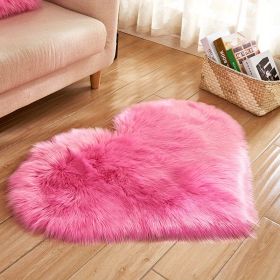 1pc, Fluffy Shaggy Area Rug, Solid Color PV Velvet Carpet, Plush Heart Shape Rug For Valentine's Day Wedding Anniversary Home Floor Decor, For Living (Color: Rose Red, size: 19.69*23.62inch)