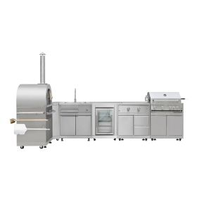 TMG Living Kitchen Pro Series 7-Piece Stainless Steel Modular Outdoor Kitchen Suite Set, 35" Refrigerator Cabinet, 32" BBQ, 4-Burner Gas Grill, Sink, (Material: Main Product)