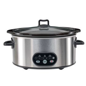 6/8 Quart Slow Cooker with 3 Cooking Settings, Non-Stick Ceramic Inner Pot, Dishwasher-Safe Lid, Multi-Functional Slow Cooker for Soups, Stews, Roast (Color: Silvery, size: 8L)