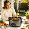 6/8 Quart Slow Cooker with 3 Cooking Settings, Non-Stick Ceramic Inner Pot, Dishwasher-Safe Lid, Multi-Functional Slow Cooker for Soups, Stews, Roast