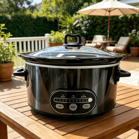 6/8 Quart Slow Cooker with 3 Cooking Settings, Non-Stick Ceramic Inner Pot, Dishwasher-Safe Lid, Multi-Functional Slow Cooker for Soups, Stews, Roast (Color: Black, size: 8L)