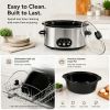 6/8 Quart Slow Cooker with 3 Cooking Settings, Non-Stick Ceramic Inner Pot, Dishwasher-Safe Lid, Multi-Functional Slow Cooker for Soups, Stews, Roast