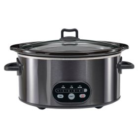 6/8 Quart Slow Cooker with 3 Cooking Settings, Non-Stick Ceramic Inner Pot, Dishwasher-Safe Lid, Multi-Functional Slow Cooker for Soups, Stews, Roast (Color: Black, size: 6L)