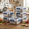 Yakimoto 2/4/6/8/10 PCS Extra-Large Stainless Steel Food Storage Containers With Blue Lids - Deep Design, Airtight Seal, Perfect For Refrigerator Org