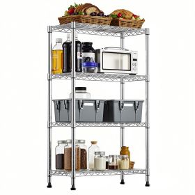 1000 lbs Storage Shelving Steel Heavy Duty 4-Tier Utility Shelving Unit Steel Organizer Wire Rack for Home,Kitchen,Office,Chrome (13.7" D x 29.5" W x (Color: Chrome)