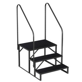 Hot Tub Steps Outdoor, RV Steps with Handrail, Portable RV Stairs 2/3/4/5 Step, Heavy Duty Truck Camper Steps Ladders for Travel Trailers, 5th Wheel, (size: 3 step 2 handrails)