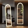 3 Color Lighting Mirror with LED Lights, 64"x21" Lighted Floor Standing Mirror with Stand, Wall Mounted Hanging
