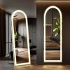 3 Color Lighting Mirror with LED Lights, 64"x21" Lighted Floor Standing Mirror with Stand, Wall Mounted Hanging