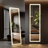 3 Color Lighting Mirror with LED Lights, 64"x21" Lighted Floor Standing Mirror with Stand, Wall Mounted Hanging