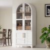 71" Tall Arched Kitchen Pantry Cabinet with Door Shelves, Farmhouse Kitchen Storage Cabinet with Open & Adjustable Shelves, Hidden Drawer & Glass Doo