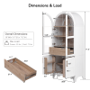 71" Tall Arched Kitchen Pantry Cabinet with Door Shelves, Farmhouse Kitchen Storage Cabinet with Open & Adjustable Shelves, Hidden Drawer & Glass Doo