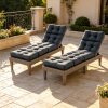 Outdoor Lounge Chaise Cushion Set of 2 73 X 22 with High Back String Ties for Comfortable Seating